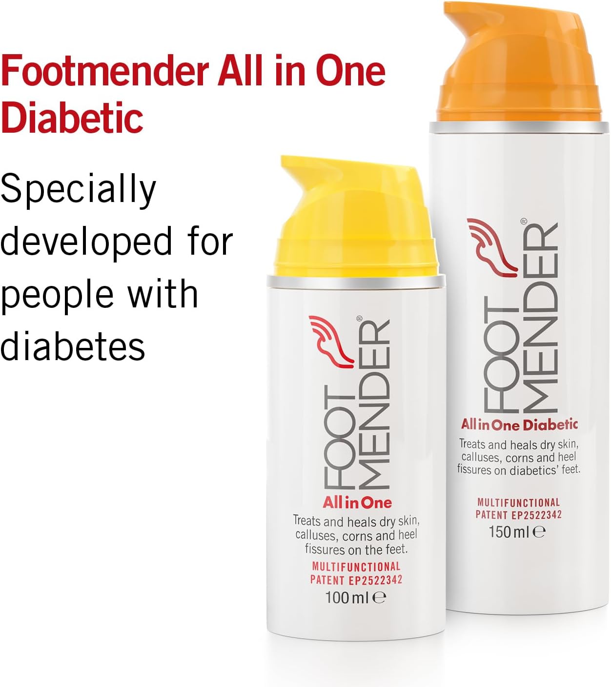 Footmender All in One | Treats and Heals Dry Feet, Hard Skin (calluses), Corns and Cracked Heels (Heel fissures) | Significant Effect After First Treatment | 100ml