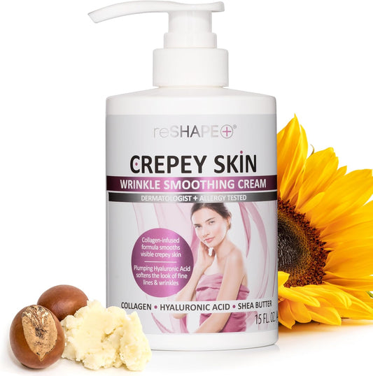 Reshape Crepey Skin Treatment Cream Wrinkle Smoothing Cream with Collagen, Hyaluronic Acid Hydrating Cream Improves Elasticity Pumps Saggy Skin for Body